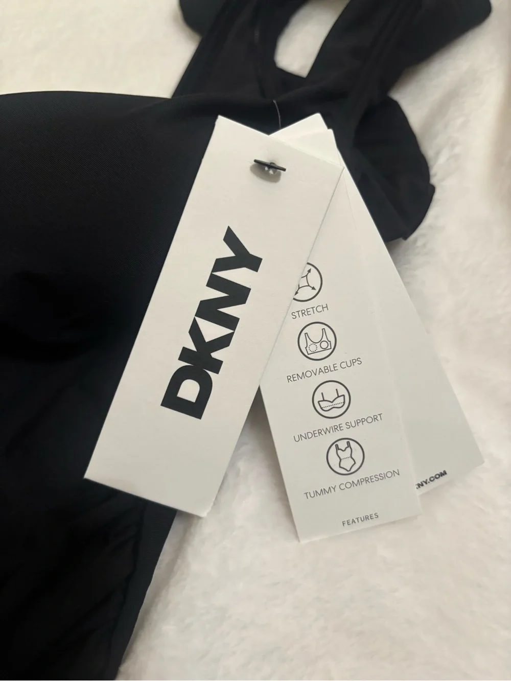 🌴🌴🌴DKNY Black One-Piece Swimsuit with Ruffle Straps - Picture 5 of 5